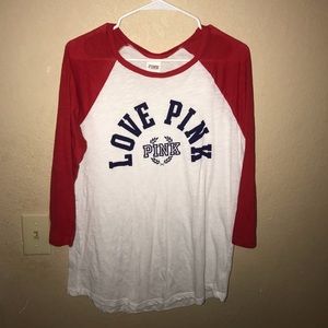 Pink Victoria Secret raglan baseball tee LG